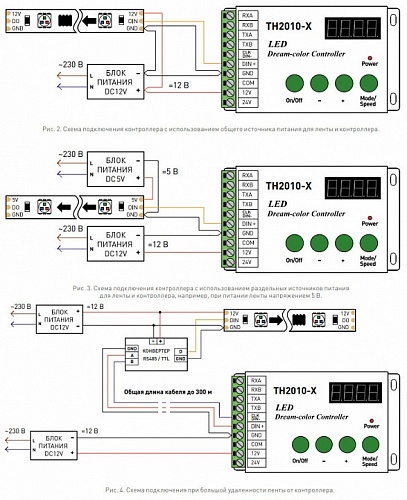 Контроллер-регулятор цвета RGBW с пультом ДУ Arlight CS-TH20 CS-TH2010-RF4B 18xIC (12-24V, ПДУ 4кн) 015861