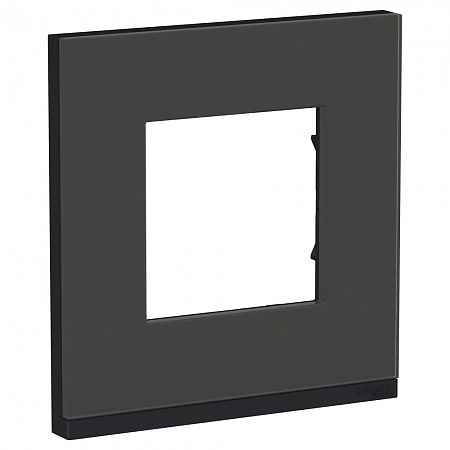 Unica Pure Черное стекло/Антрацит Рамка 1-ная горизонтальная