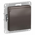 Розетка с/з, со шторками, с крышкой, AtlasDesign Мокко ATN000646