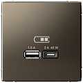 Art Gallery USB РОЗЕТКА A + тип-C 45Вт высокоскор.заряд. QC, PD, механизм, МОККО, GAL000629