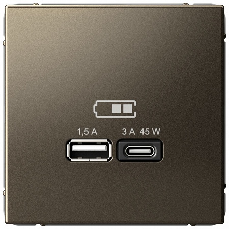 Art Gallery USB РОЗЕТКА A + тип-C 45Вт высокоскор.заряд. QC, PD, механизм, МОККО, GAL000629