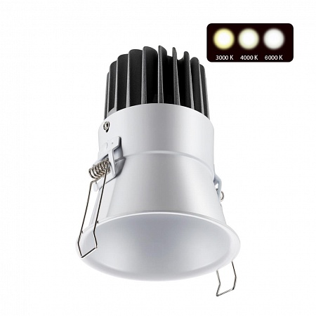 Novotech 358910 SPOT NT22 белый Встраиваемый светодиодный светильник с переключателем цветовой температуры IP20 LED 3000К\4000К\6000К 18W 220V LANG