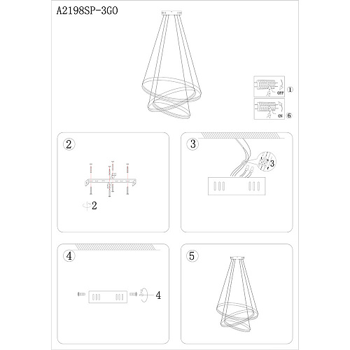 Светильник 80 см, 150W, 3000-6000K, Arte Lamp Meridiana A2198SP-3GO, золото