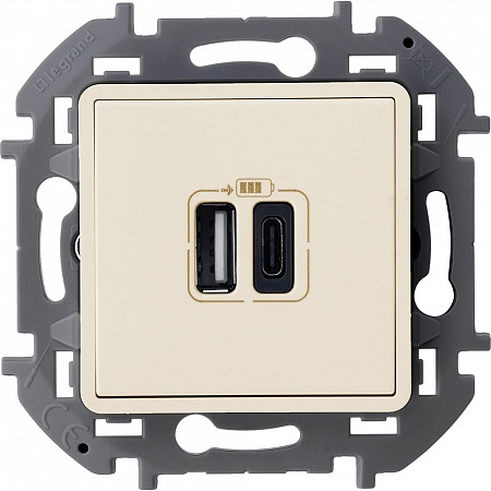Зарядное устройство с двумя USB-разьемами A-C 240В/5В 3000мА слоновая кость INSPIRIA 673761
