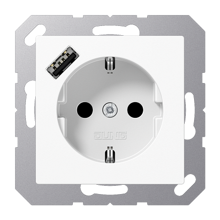 Розетка с/з и с USB-зарядным устройством Белая JUNG EcoProfi A1520-18AWWA Белый