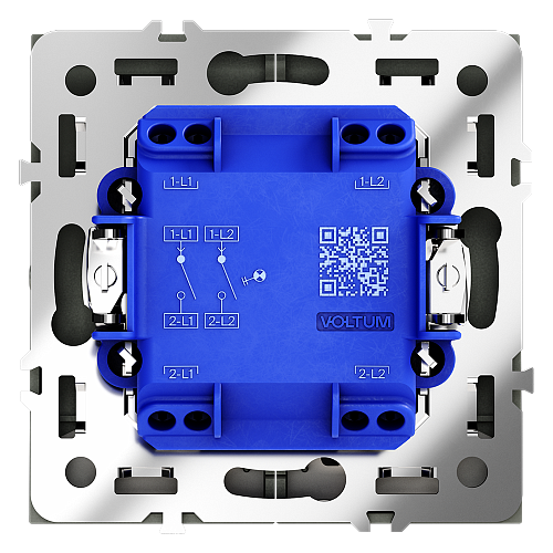 Выключатель двухклавишный с подсветкой Voltum S70, графит VLS020207