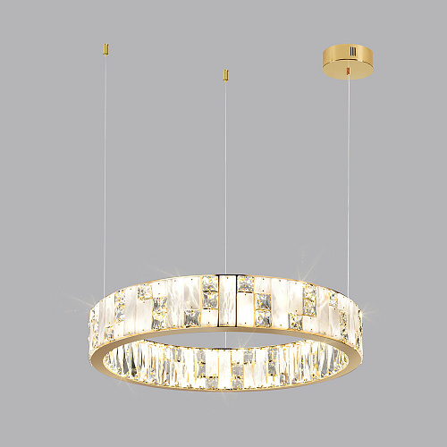 Подвесная хрустальная светодиодная люстра 80W 3700К 5072/80L золото Crossa Odeon Light