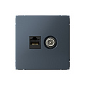 РОЗЕТКА двойная ТВ + компьютерная RJ45, кат. 5Е , ArtGallery, цвет Грифель, GAL000789
