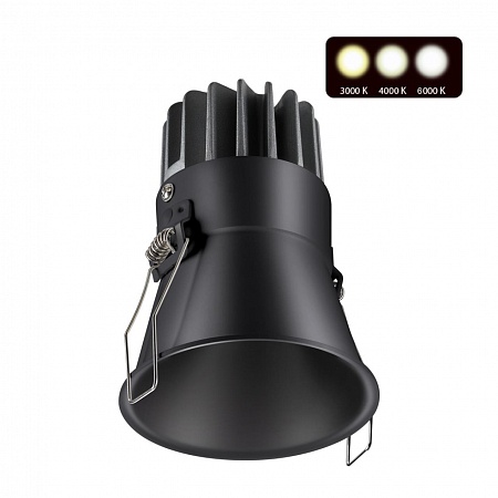 Novotech 358909 SPOT NT22 черный Встраиваемый светодиодный светильник с переключателем цветовой температуры IP20 LED 3000К\4000К\6000К 12W 220V LANG