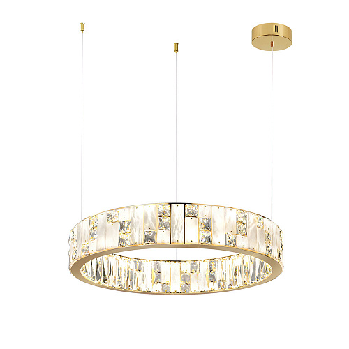 Подвесная хрустальная светодиодная люстра 80W 3700К 5072/80L золото Crossa Odeon Light