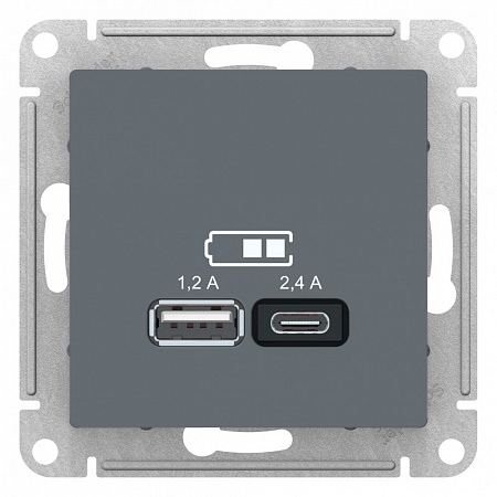 USB Розетка A+С, 5В/2,4А, 2х5В/1,2А, AtlasDesign Грифиль ATN000739