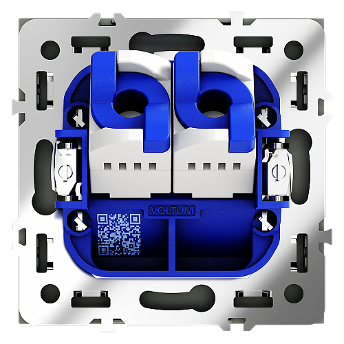 Розетка компьютерная Voltum S70 двойная RJ45+RJ45 кат.6, черный матовый VLS060208