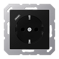 Розетка Jung A серия матовый чёрный графит SCHUKO® с 1 USB-портом типа С A1520-18CSWM