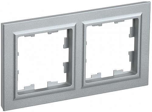 IEK BRITE Рамка 2-местная РУ-2-БрА алюминий