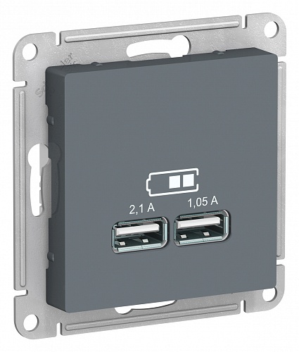  Розетка USB, 5В, 1 порт x 2,1 А, 2 порта х 1,05 А, AtlasDesign Грифель