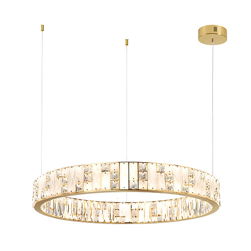 Подвесная хрустальная светодиодная люстра 100W 3700К 5072/100L золото Crossa Odeon Light