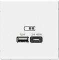 Art Gallery USB РОЗЕТКА A + тип-C 45Вт высокоскор.заряд. QC, PD, механизм, БЕЛЫЙ, GAL000129