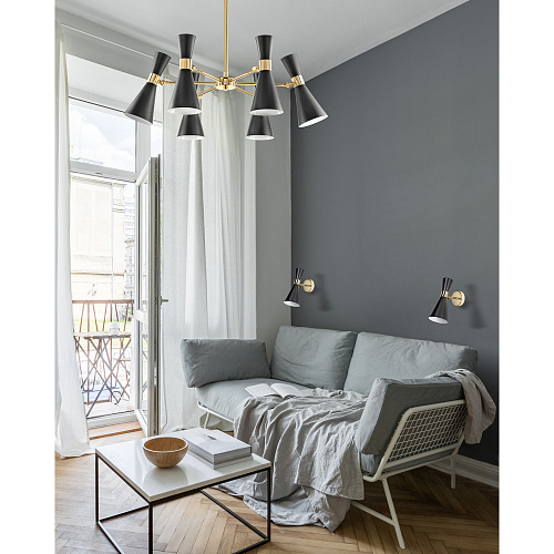 Люстра на составной штанге Lightstar Dumo 816067, диаметр 70 см, черный-золото
