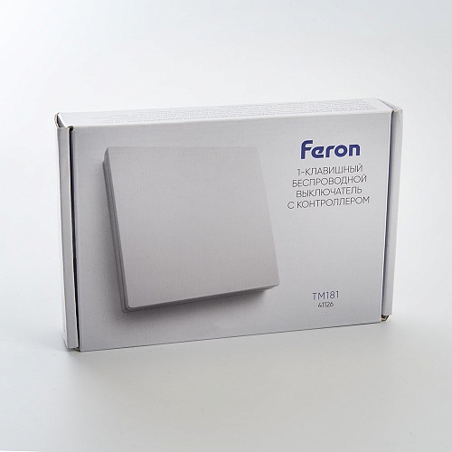 Выключатель беспроводной FERON TM181 230V 500W одноклавишный с радиочастотным контроллером LD100, белый 41126