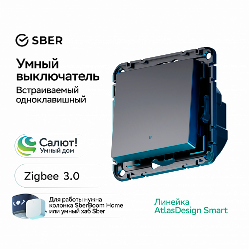 Умный одноклавишный выключатель AtlasDesign Smart, карбон ATN001013Z