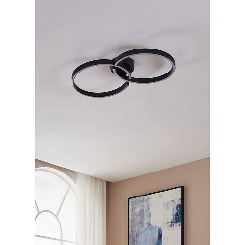 Потолочный светильник Eglo AMANDOLO, 19,5W(LED), 2400lm, L675, B380, H65, алюминий, сталь, черный/пластик, белый